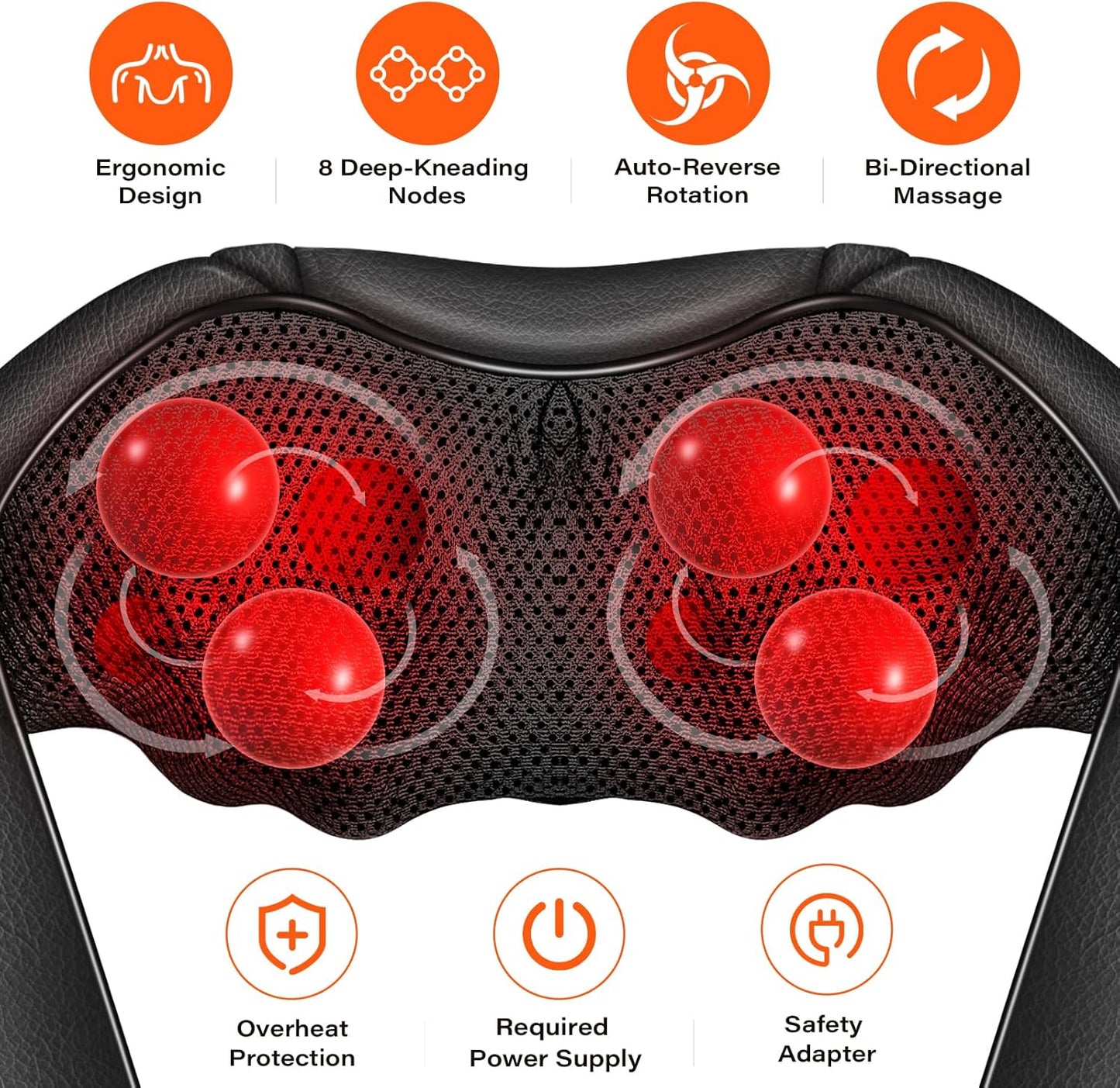 Shiatsu-Nackenmassagegerät, elektrisches Nacken- und Rückenmassagegerät mit Wärme, 3D-Knetmassagekissen zur Linderung von Nacken-, Rücken-, Schulter- und Muskelschmerzen, Verwendung im Büro, zu Hause und im Auto, passend für Eltern
