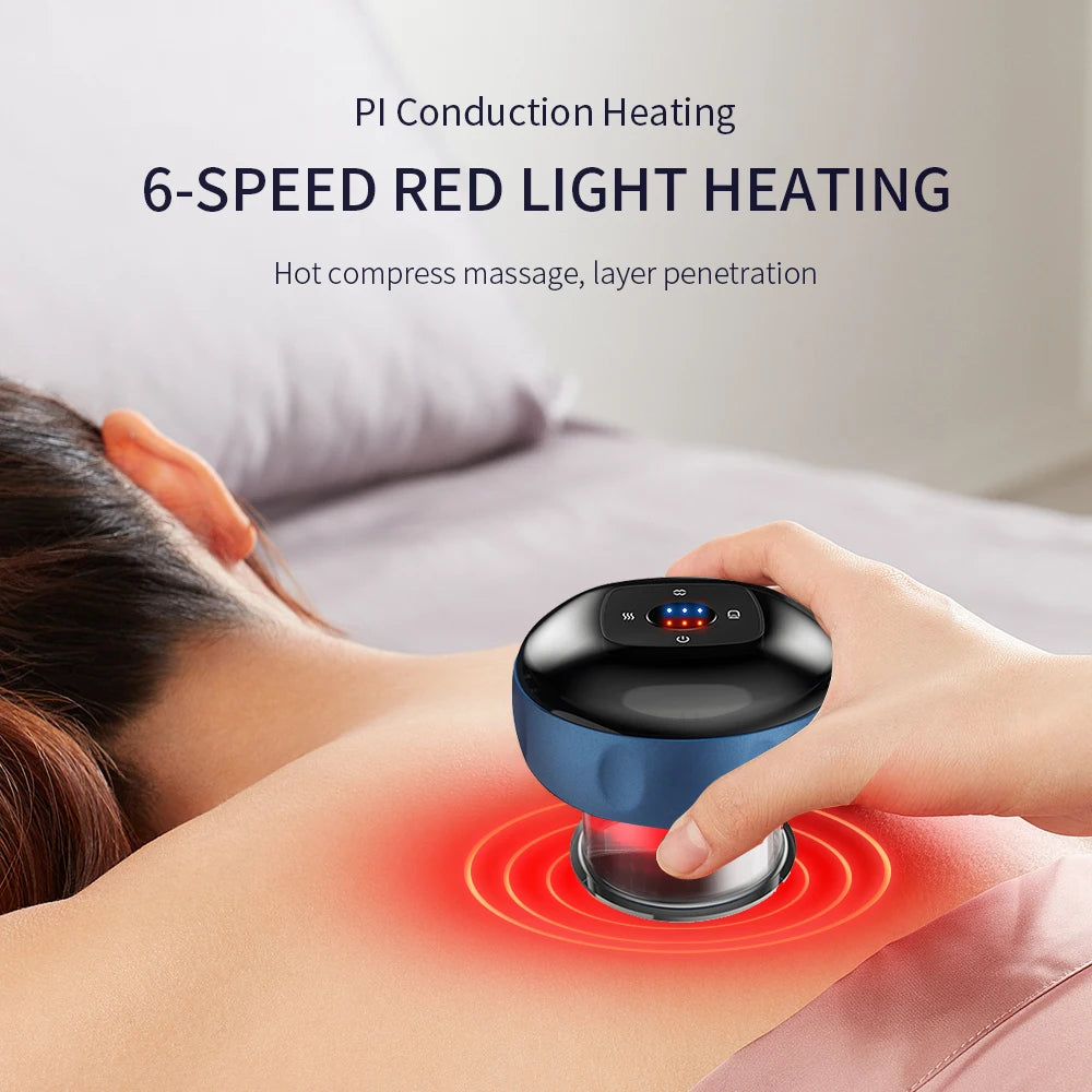 Elektrisches Schröpftherapiegerät, 4-in-1-Smart-Vakuum-Schröpfset, 12 Massagemodi, wiederaufladbares Schröpfmassagegerät für Schulter, Rücken und Nacken, elektrisches Gua Sha-Schröpfmassagegerät