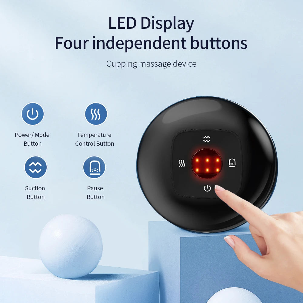 Elektrisches Schröpftherapiegerät, 4-in-1-Smart-Vakuum-Schröpfset, 12 Massagemodi, wiederaufladbares Schröpfmassagegerät für Schulter, Rücken und Nacken, elektrisches Gua Sha-Schröpfmassagegerät