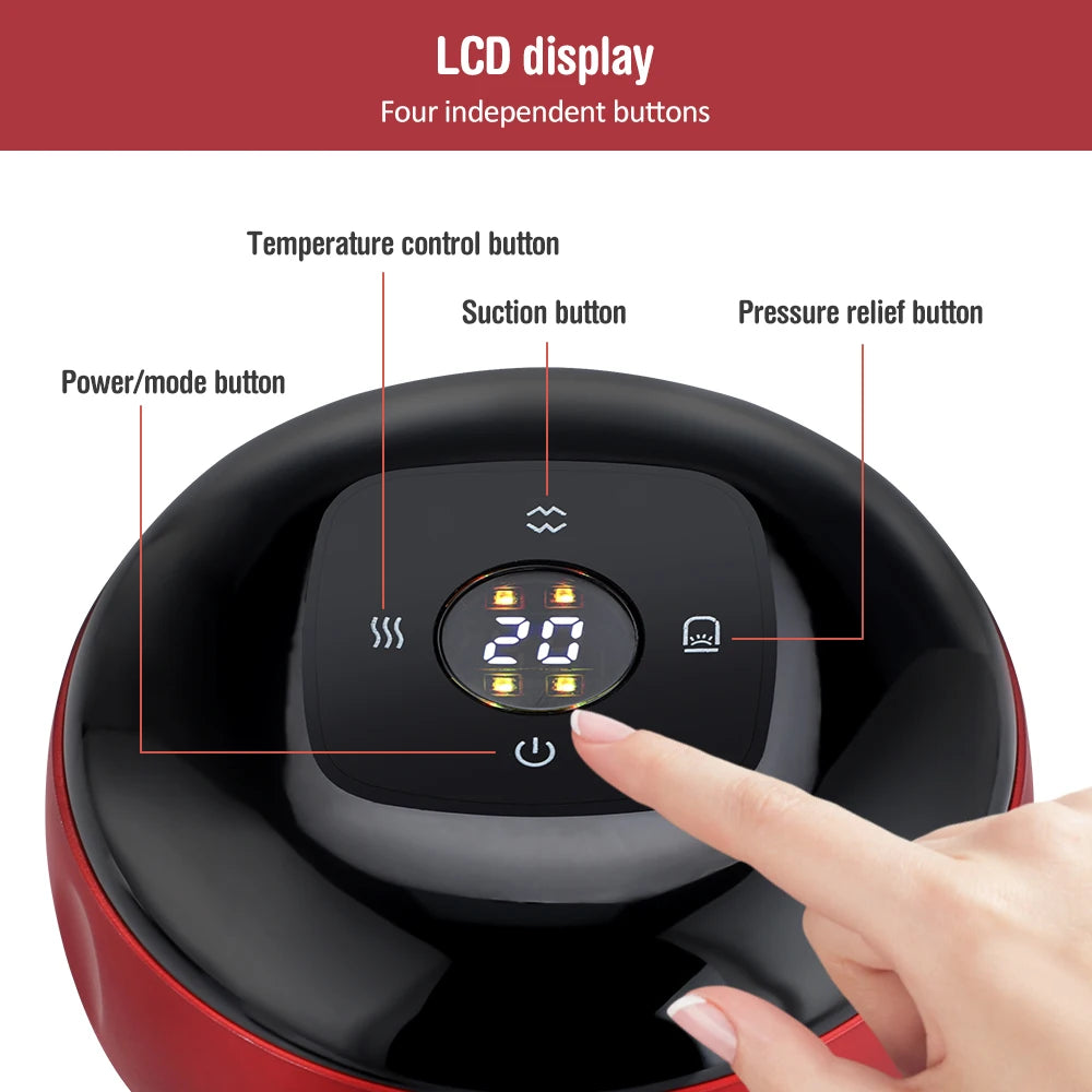 Elektrisches Schröpftherapiegerät, 4-in-1-Smart-Vakuum-Schröpfset, 12 Massagemodi, wiederaufladbares Schröpfmassagegerät für Schulter, Rücken und Nacken, elektrisches Gua Sha-Schröpfmassagegerät