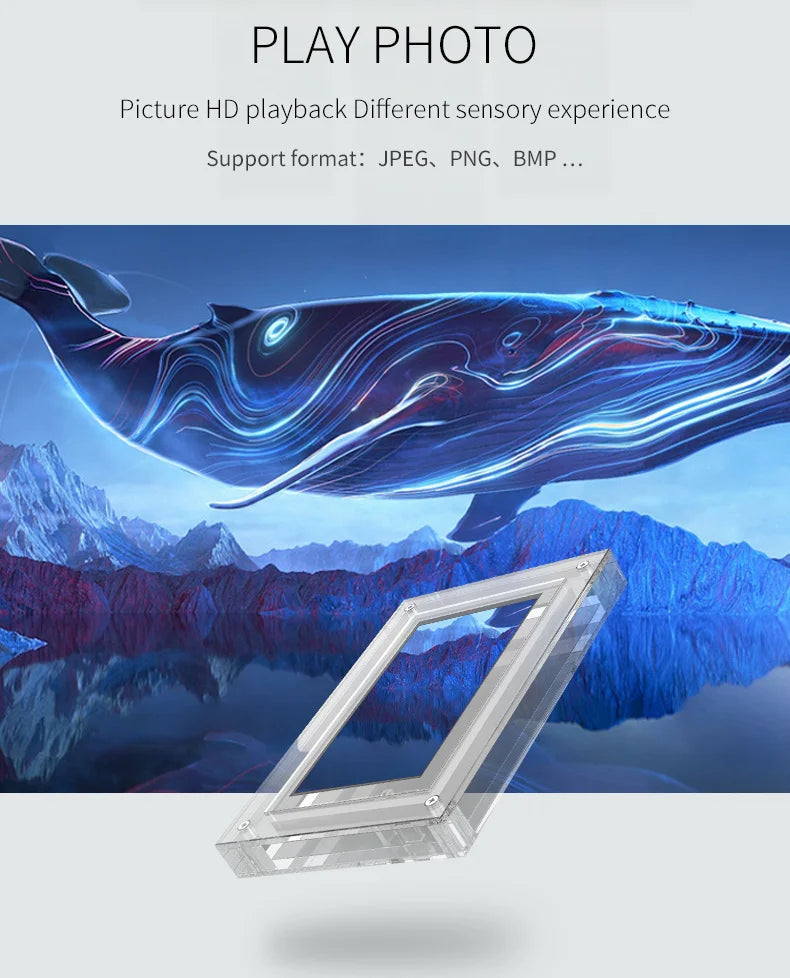 Digitaler Bilderrahmen aus Acryl, 5/7 Zoll, 1000 mAh, automatisch drehbares Display, IPS-Bildschirm, 2G-Speicher, Akku, Schwerkraftinduktion