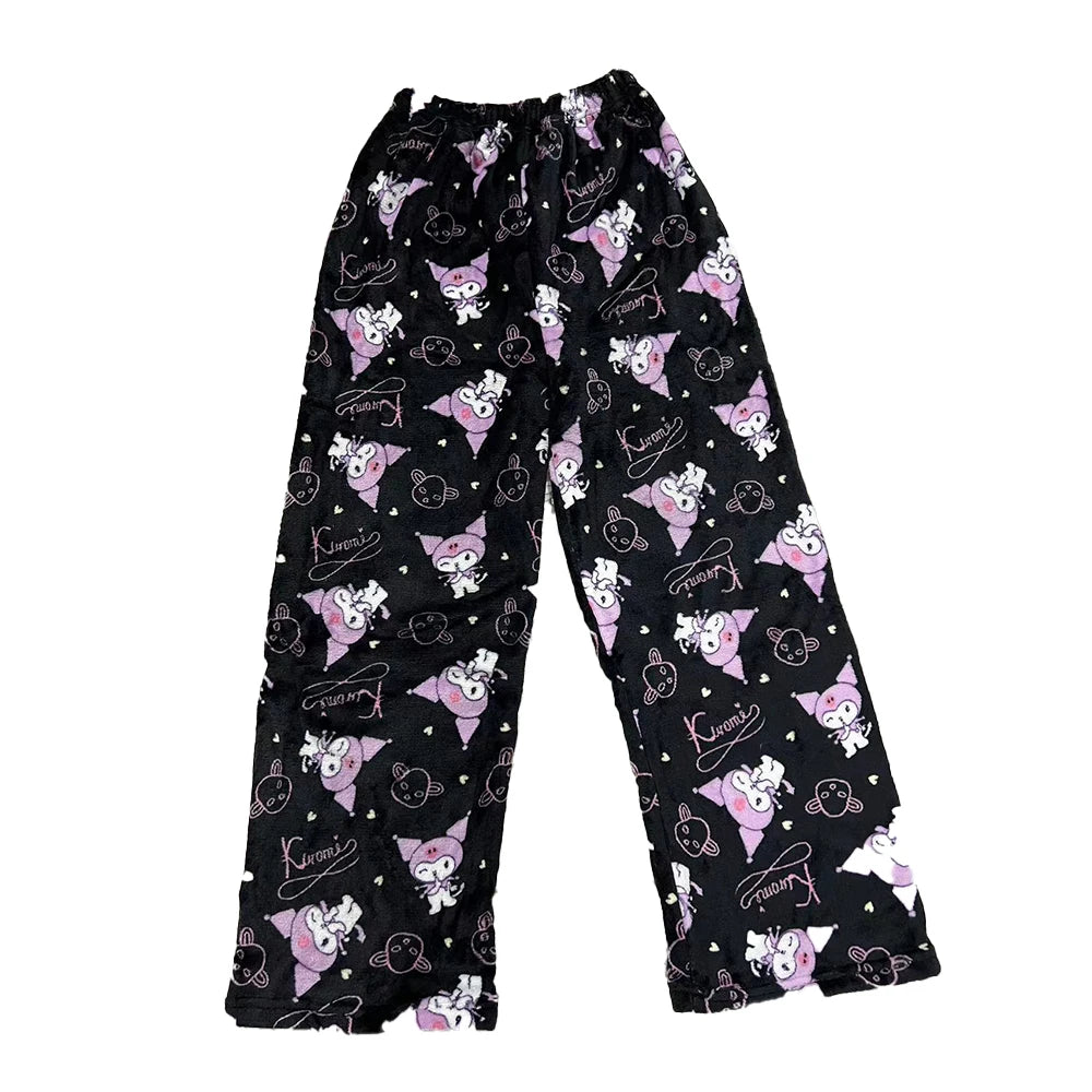 Hello Kitty Spider-man Cotton Velvet Loose Pajamas Pajamas Long Pants Women's And Men's Cartoon Sleeping Halloween Pants Gifts