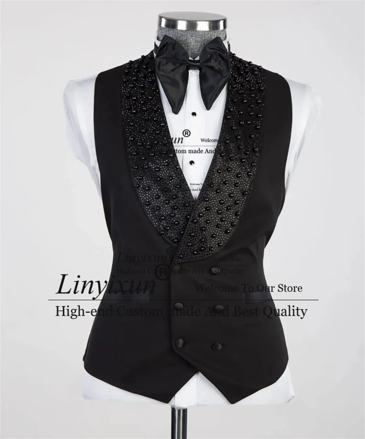 Luxurious Jewelry Ornament Tuxedos Men Suits 3 Pieces Wedding Groom Dinner Party Ternos Completo Shawl Lapel Male Prom Blazers