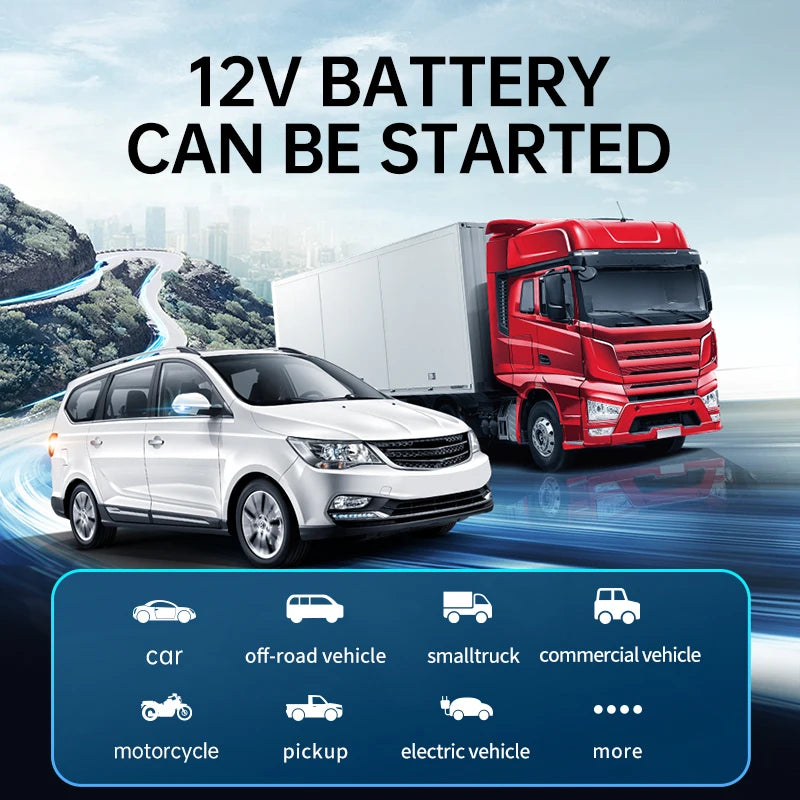 4-in-1-Auto-Starthilfegerät – Powerbank, Luftpumpe & LED-Taschenlampe