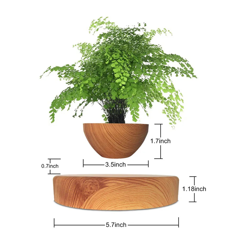 Magnetic Levitation Potted Aerial Ornaments Suspended Woodgrain Plant Bonsai Lamp Night Bedroom Fancy Lighting Table Light Kids
