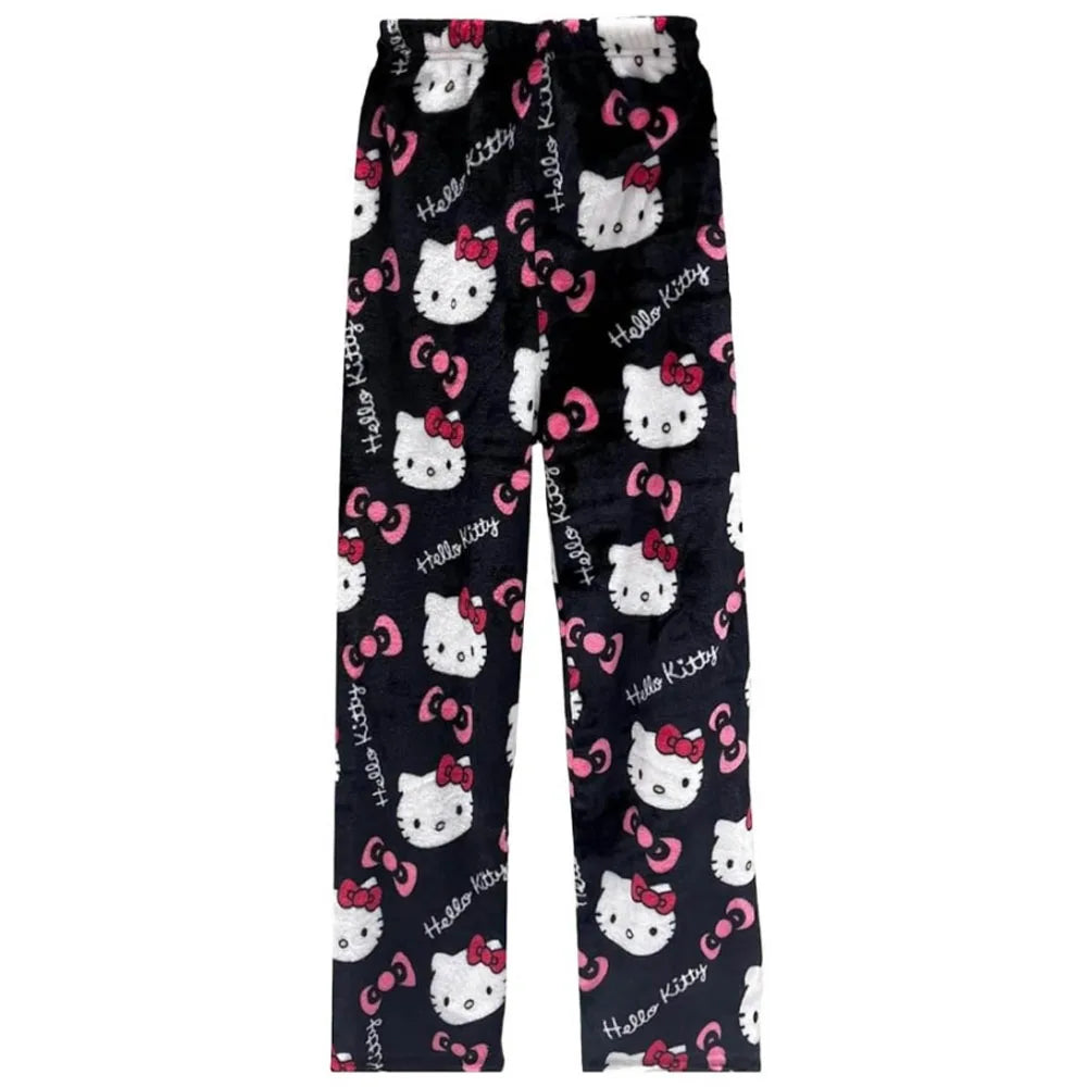 Hello Kitty Spider-man Cotton Velvet Loose Pajamas Pajamas Long Pants Women's And Men's Cartoon Sleeping Halloween Pants Gifts
