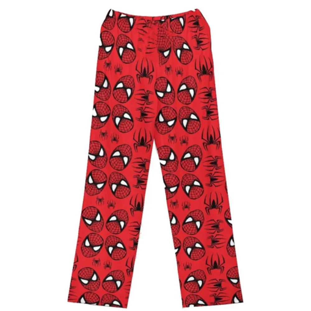 Hello Kitty Spider-man Cotton Velvet Loose Pajamas Pajamas Long Pants Women's And Men's Cartoon Sleeping Halloween Pants Gifts
