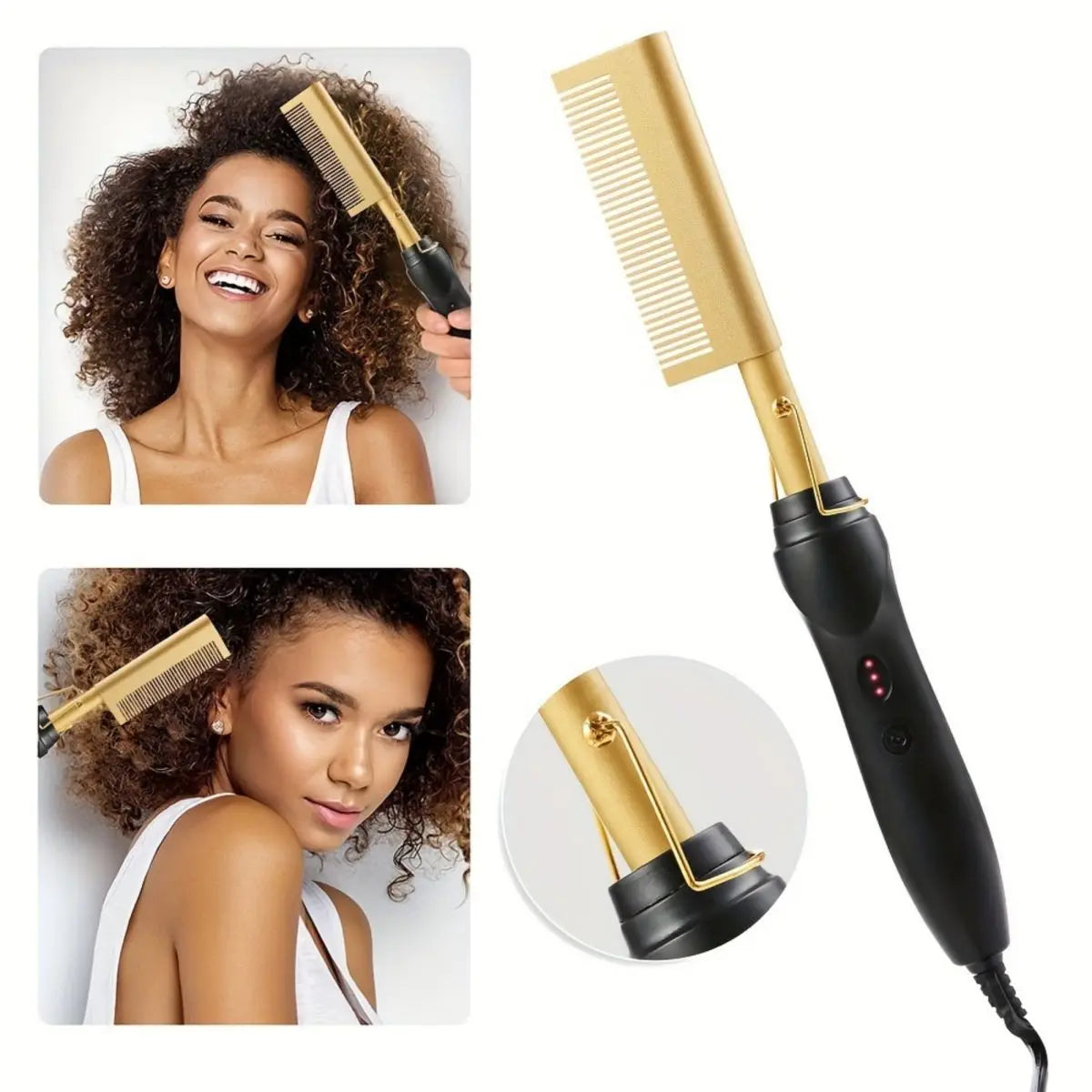 Hot Comb Hair Straightener Heat Pressing Combs Electric Hair Straightening Comb Curling Iron For Natural Hair Beard Wigs Gift