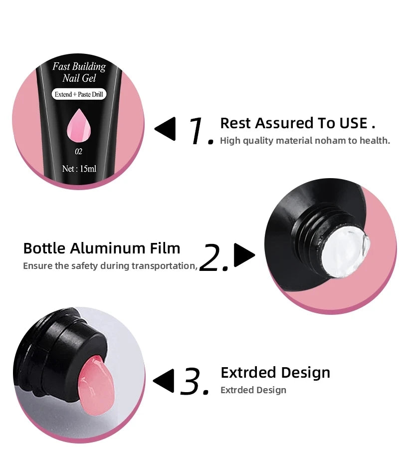Nail Polish Kit Acrylic Nail Kit Poly Nail Gel Set With Nail Lamp Nails Extension Glitter Gel UV Building Gel Manicure Tools Set