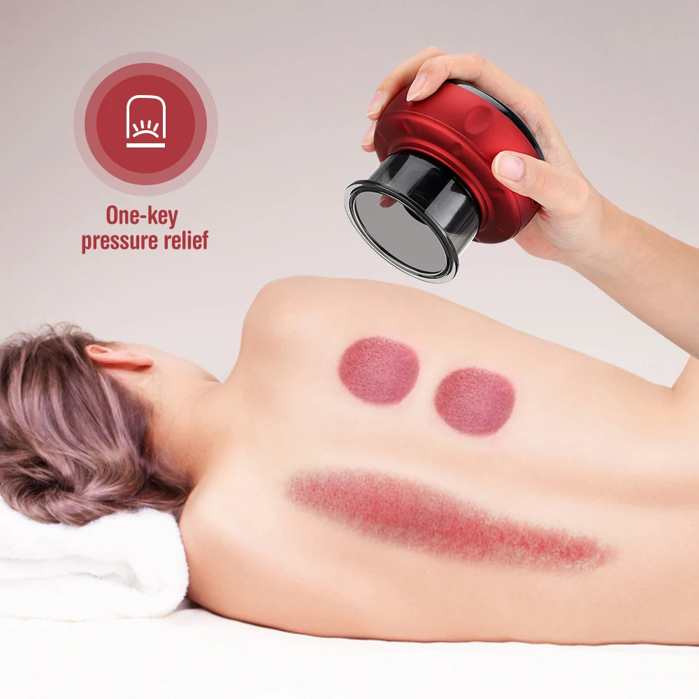 Elektrisches Schröpftherapiegerät, 4-in-1-Smart-Vakuum-Schröpfset, 12 Massagemodi, wiederaufladbares Schröpfmassagegerät für Schulter, Rücken und Nacken, elektrisches Gua Sha-Schröpfmassagegerät