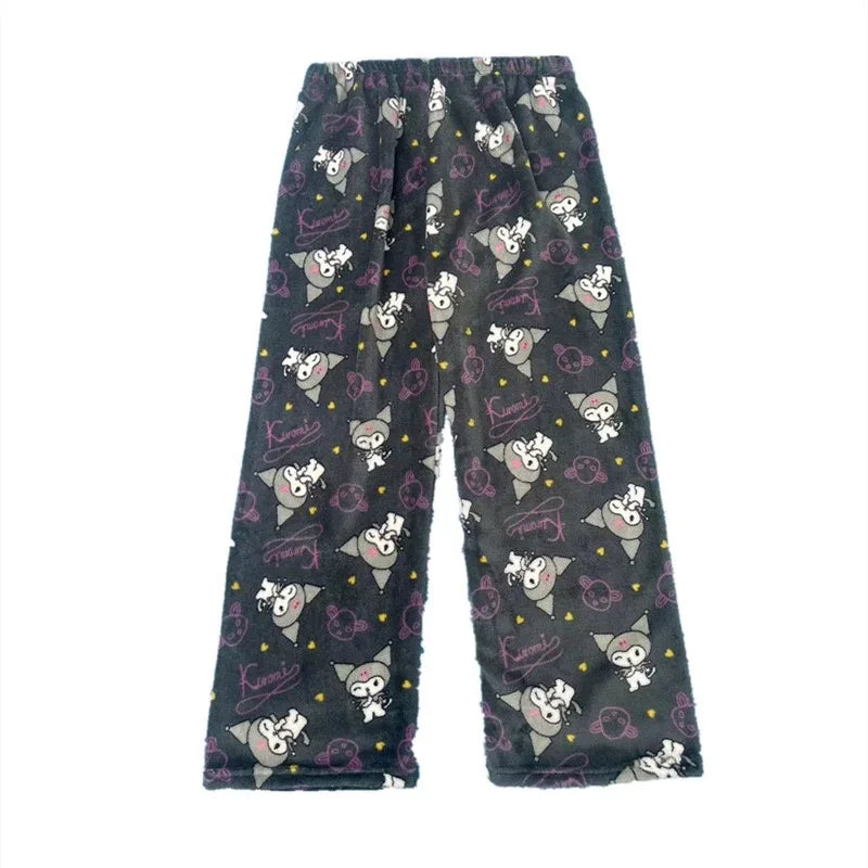 Hello Kitty Spider-man Cotton Velvet Loose Pajamas Pajamas Long Pants Women's And Men's Cartoon Sleeping Halloween Pants Gifts