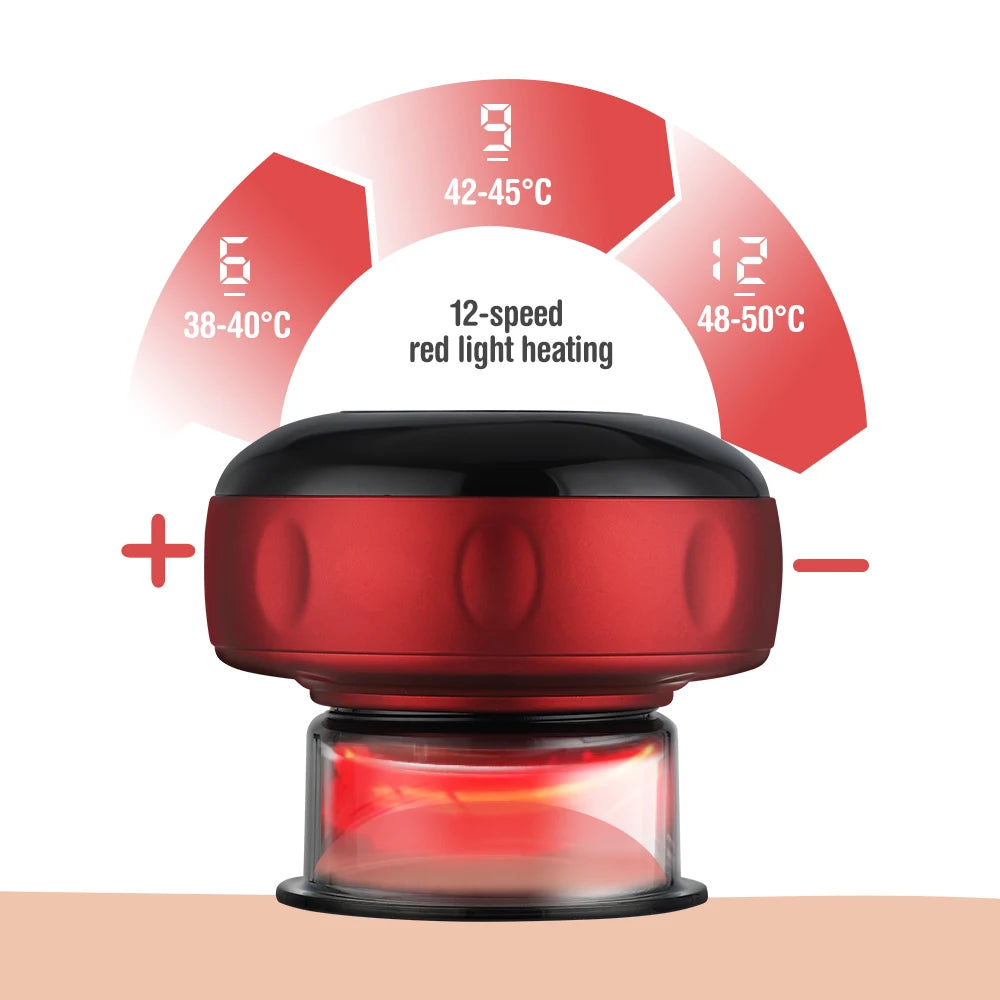 Elektrisches Schröpftherapiegerät, 4-in-1-Smart-Vakuum-Schröpfset, 12 Massagemodi, wiederaufladbares Schröpfmassagegerät für Schulter, Rücken und Nacken, elektrisches Gua Sha-Schröpfmassagegerät
