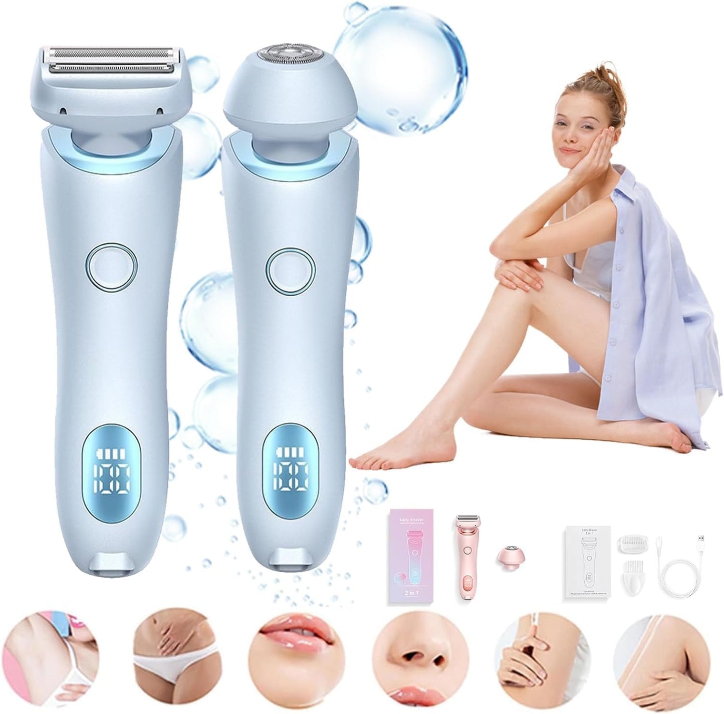 Duskofficial-Rasierer, The Glide Pro 3.0-Rasierer, wasserdichter Elektrorasierer für Damen, 2-in-1-elektrische Haarentfernung, Silk Glide Pro-Bikini-Trimmer für Damen, Nass...