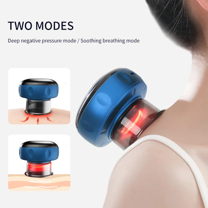 Electric Cupping Therapy Machine,4 in 1 Smart Vacuum Scraping Cupping Set,12 Massage Modes Rechargeable Cupping Massager for Shoulder,Back and Neck Electric Gua Sha Cupping Massage Tool