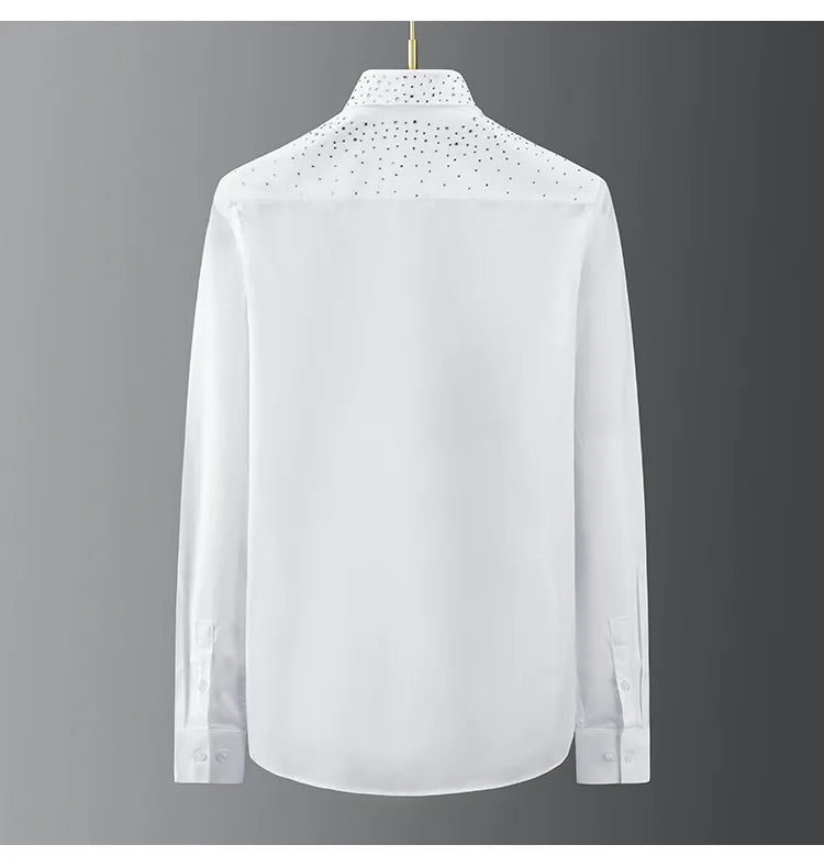 Tschechisches Strass-Shirt für Herren, langärmelig, schmal, lässig, Unterhemd, Nachtclub-Kleidung, Party-Kleidung, Bühnensängerin, Chemise Homme