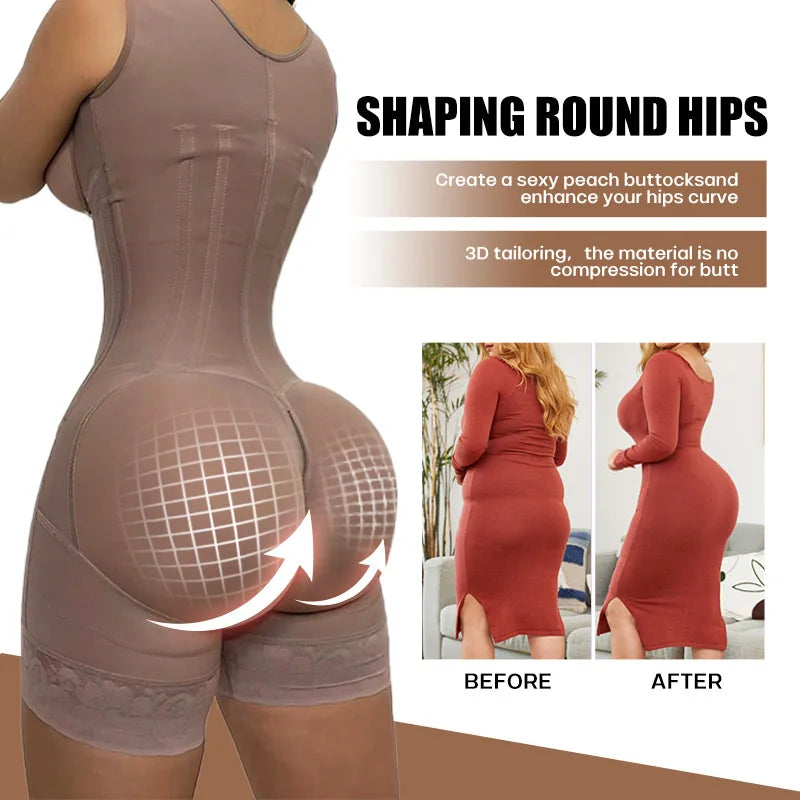 Ceinture de modelage de la taille haute compression pour tout le corps Fajas Colombianas Ceinture Body Shapewear Culotte amincissante de contrôle du ventre