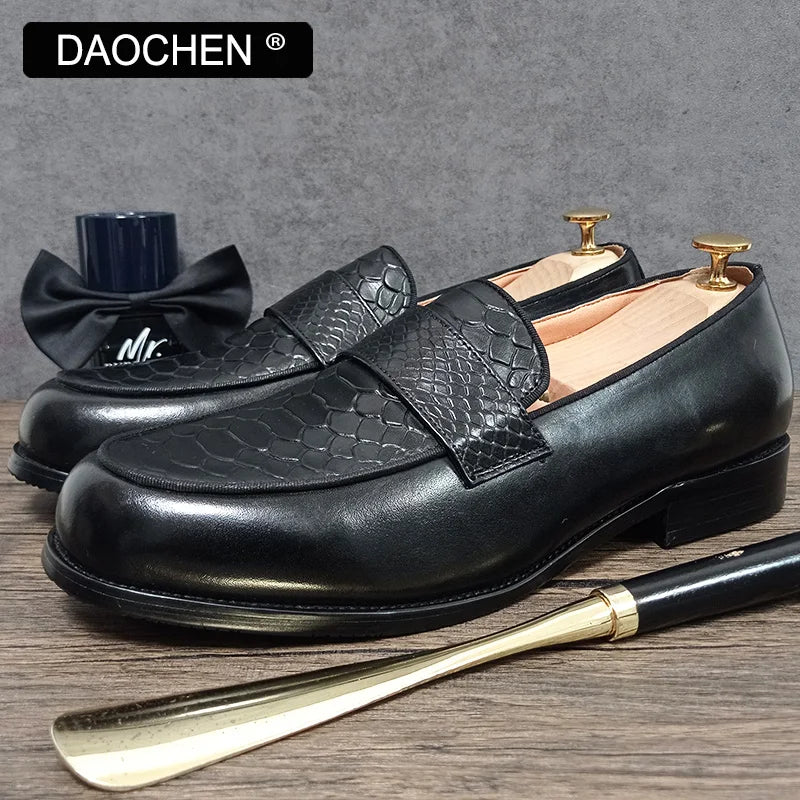 LUXUS HERREN LEDERSCHUHE SCHWARZ KAFFEE SLIP ON SCHLANGENPRINT KLEID HERREN FREIZEITSCHUHE HOCHZEIT BÜRO BANKETT Halbschuhe Schuhe Für Männer