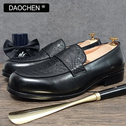 LUXUS HERREN LEDERSCHUHE SCHWARZ KAFFEE SLIP ON SCHLANGENPRINT KLEID HERREN FREIZEITSCHUHE HOCHZEIT BÜRO BANKETT Halbschuhe Schuhe Für Männer