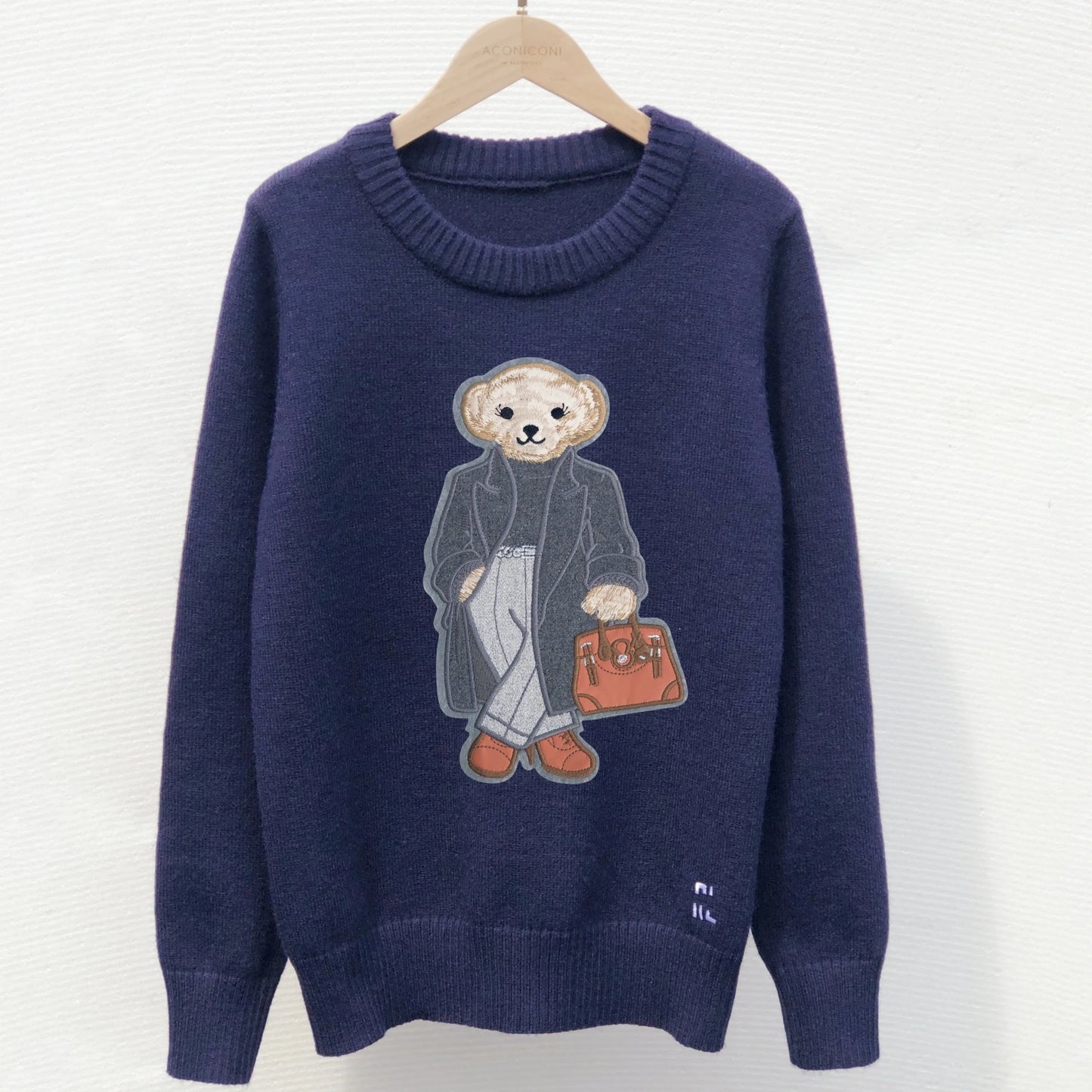 RI Bear 2024 Winter Luxury Brand Design Knitted Pullover Sweater For Women Knitwear Top Outerwears Pull Jerseys Jumper Clothes