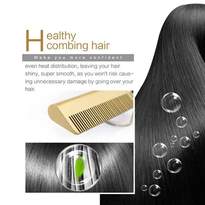 Hair Straightener, Electric Hot Comb Hair Straightener Brush with Ceramic Heater Surface, Fast Heating, Dual Voltage, Adjustable Temperature for Natural Black, Curly, Frizzy Hair & Beard