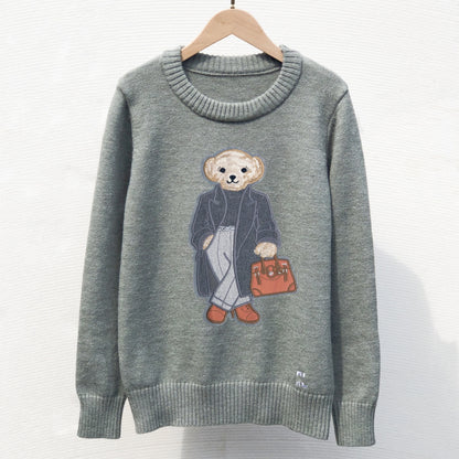 RI Bear 2024 Winter Luxury Brand Design Knitted Pullover Sweater For Women Knitwear Top Outerwears Pull Jerseys Jumper Clothes