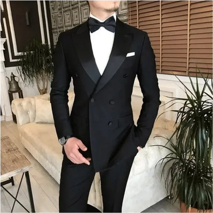 2 Pieces Jacket +Pants Black Suits for Men