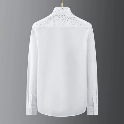 Tschechisches Strass-Shirt für Herren, langärmelig, schmal, lässig, Unterhemd, Nachtclub-Kleidung, Party-Kleidung, Bühnensängerin, Chemise Homme