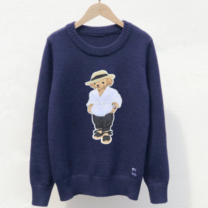 RI Bear 2024 Winter Luxury Brand Design Knitted Pullover Sweater For Women Knitwear Top Outerwears Pull Jerseys Jumper Clothes