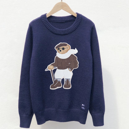 RI Bear 2024 Winter Luxury Brand Design Knitted Pullover Sweater For Women Knitwear Top Outerwears Pull Jerseys Jumper Clothes