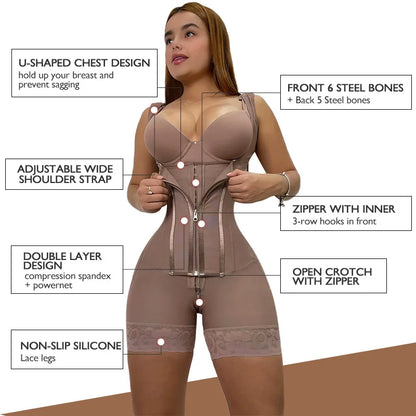 Ceinture de modelage de la taille haute compression pour tout le corps Fajas Colombianas Ceinture Body Shapewear Culotte amincissante de contrôle du ventre